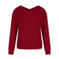 thumbnail image 3 of Fall Sweaters for Women V Neck Long Sleeve Solid Color Ribbed Pullover Sweaters Casual Loose Comfy Shirts Tunic Tops, 3 of 5