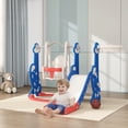 thumbnail image 2 of Qaba 4-in-1 Slide and Swing Set with Basketball Hoop, Climber, Dark Blue, 2 of 9