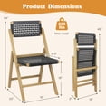 thumbnail image 3 of Gymax 4PCS Folding Chairs w/ Woven Rope Seat & High Back Indonesia Teak Patio, 3 of 6