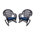 thumbnail image 1 of Afuera Living Wicker Rocker Chair in Espresso with Blue Cushion (Set of 2), 1 of 2