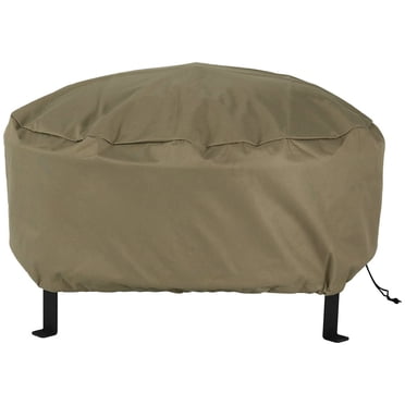 Sunnydaze Housse Ronde pour Foyer Extérieur, Robuste et Résistante aux Intempéries, en PVC et Polyester 300D, avec Cordon de Serrage et Fermeture à Bascule - 40 Pouces - Noir