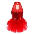 thumbnail image 2 of Linjinx Robe Tutu de Danse Ballet à Sequins Brillants pour Filles, Costume de Performance Jazz Latin Moderne Rouge 5, 2 of 7