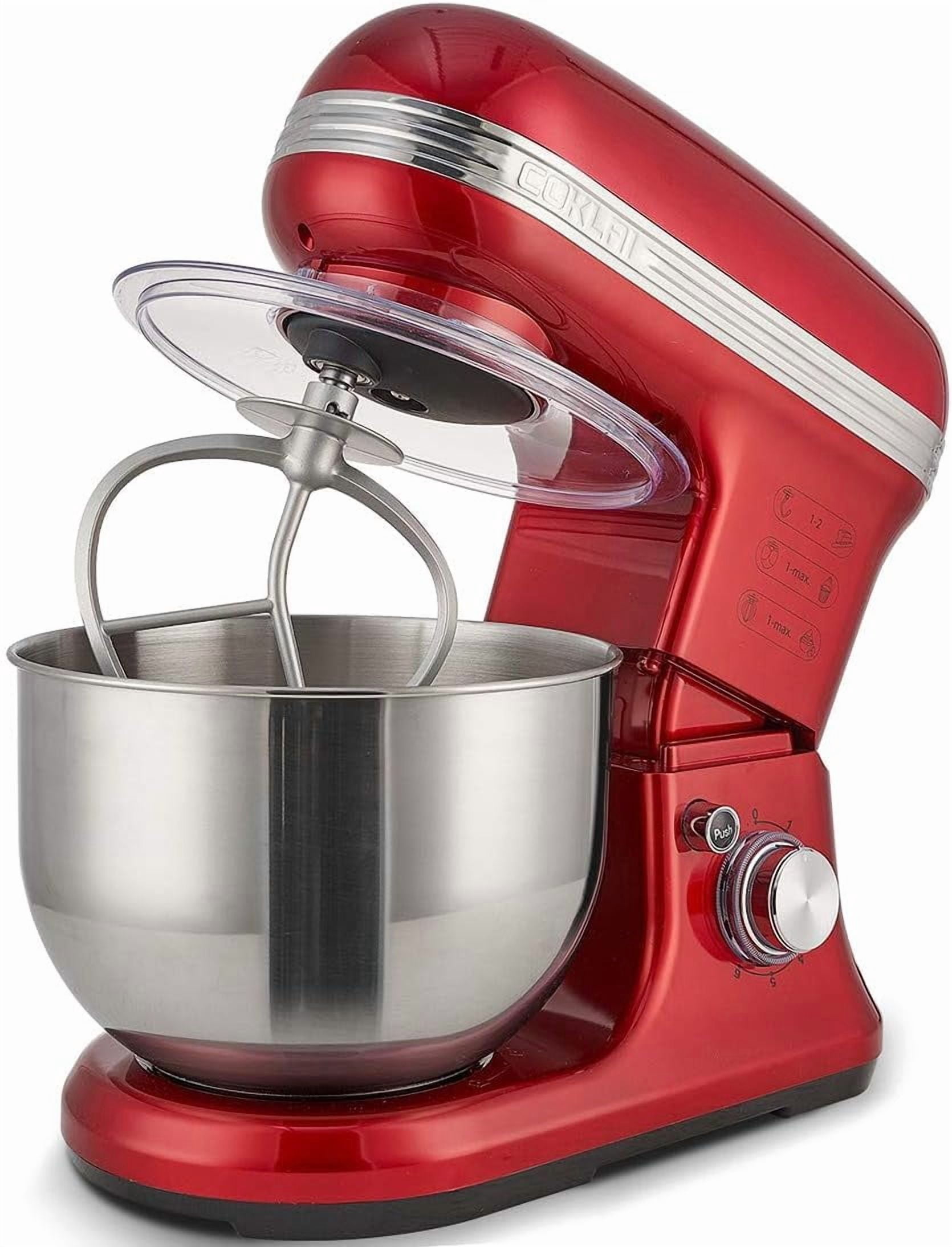 5.5QT COKLAI Kitchen Electric Stand Mixer, 6 Speed Kitchen Mixer with Stainless Steel Bowl, Aluminium Die-casting Head shell,24-month warranty