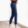 thumbnail image 2 of Women Solid Color Jeans  Winter Adults High Waisted Fleece Lined Jeggings with Pockets, 2 of 3