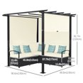 thumbnail image 3 of Outsunny Patio Furniture w/ Retractable Canopy Pergola Sofa Set, Beige, 3 of 10