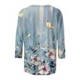 thumbnail image 4 of Pompotops T-shirt Imprimé Loose Mode Femme Mi-Longueur Manches 3/4 Chemisier Col Rond Manches Décontractées, 4 of 5