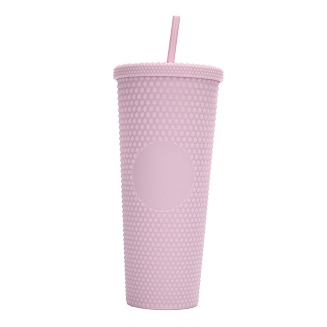 Gobelet d'Eau Grande Capacité 710ML24OZ Entièrement Clouté, Mat, Gobelet Réutilisable avec Grand Ouverture, Couvercle Étanche, Paille