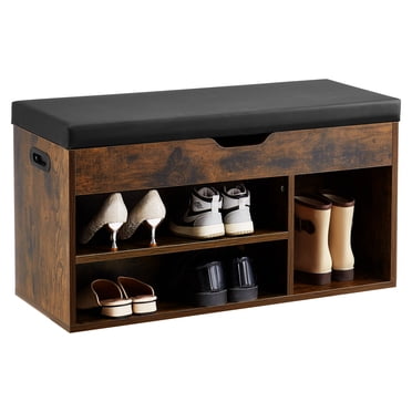 VEVOR Shoe Bench with Cushion 31.7 x 12.0 x 17.5 Inch 3 Compartments Entryway Storage