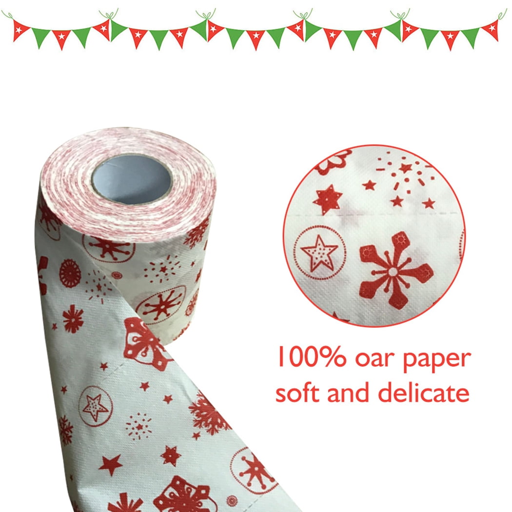 2 Rolls Christmas Toilet Paper Snowflake Pattern Toilet Tissue Bathroom Paper