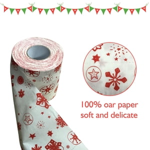 2 Rolls Christmas Toilet Paper Snowflake Pattern Toilet Tissue Bathroom Paper