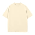 thumbnail image 3 of SROBPTY Haut d'Été pour Hommes, Chemises à Manches Courtes pour Hommes, Chemises Sport Unies Décontractées à Manches Courtes à Col Rond pour Hommes Beige, P, 3 of 3