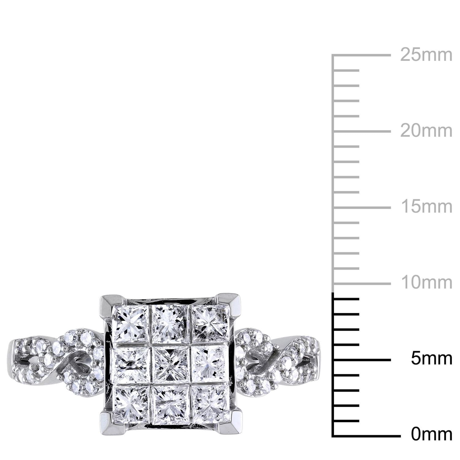 Miabella 1 Carat T.W. Princess-Cut Diamond 10 K White Gold Engagement Ring