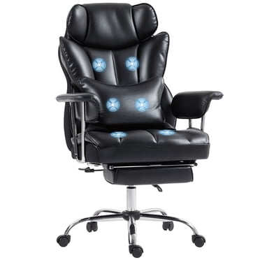 HOMCOM Chaise de Bureau de Massage Chauffante 400 Lb, Chaise de Direction, Noir