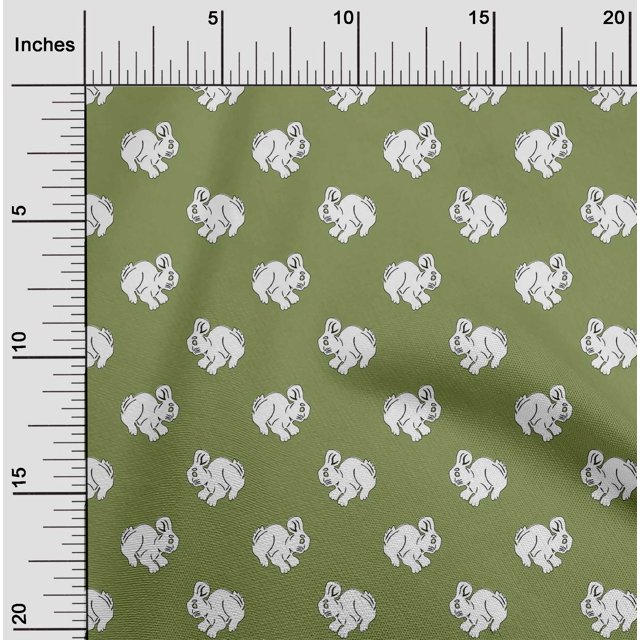 oneOone Georgette Viscose Fabric Rabbit Block Printed Craft Fabric BTY 42 Inch Wide