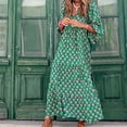 thumbnail image 4 of RKSTN Robes pour Femme Robe à Imprimé Floral à Manches Bouffantes Grande Taille Robe à Manches Courtes à Col en V Fluide Robe Maxi de Soirée, 4 of 9