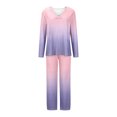 thumbnail image 4 of Timegard Ensembles de Pyjamas pour Femmes 2 Pcs Confortables Couleur Dégradée Manches Longues Col en V Haut et Pantalon Tenues de Pjs, 4 of 5