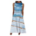 thumbnail image 2 of HKEJIAOI Liquidation des Ventes Robe Fleurie pour Femmes Robe d'Anniversaire Femmes Sans Manches Col Rond Imprimé Poche Grande Taille Robe de Nuit Longue Robes Amples Robe Blanche, 2 of 5