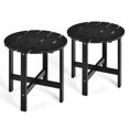 thumbnail image 1 of Gymax 2 PCS 18'' Patio Round Side End Coffee Table Wooden Slat Deck Black, 1 of 10