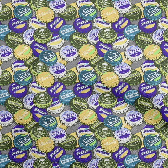 oneOone Rayonne Vert Olive Tissu Rétro Bouteille Soda Cap Robe Tissu Tissu Imprimé par la Cour 56 Pouces Large-Ck