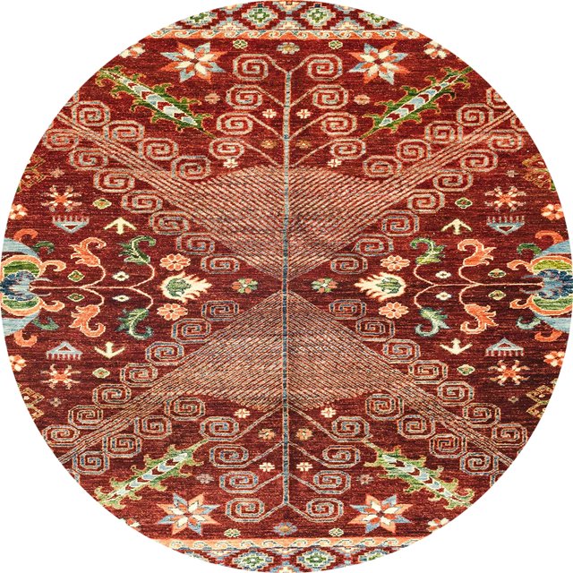 Ahgly Company Tapis d'Intérieur Ronds Abstraits Rouges Abstraits pour Aire, 5 Pieds Rond