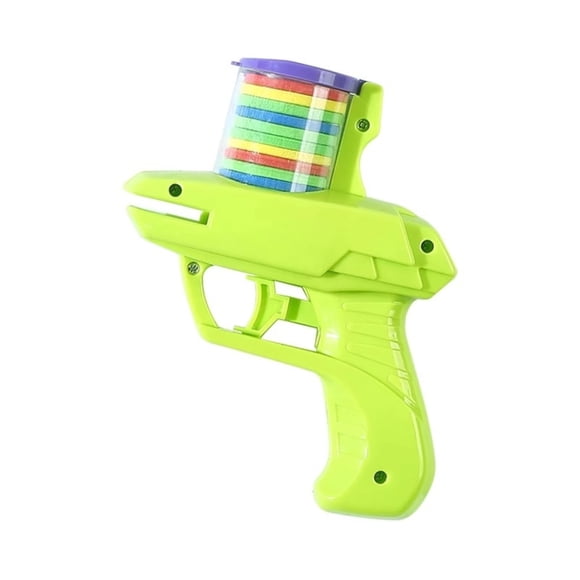 Jouet Blaster de Balles Souples EVA Frisbee - Vert, Jeu de Tir Multijoueur Sans Pile avec 15 Disques Souples Sécuritaires, Portée de Tir 4-5 m, Tir Continu, Matériaux d'Origine Durables, Léger et Inoffensif