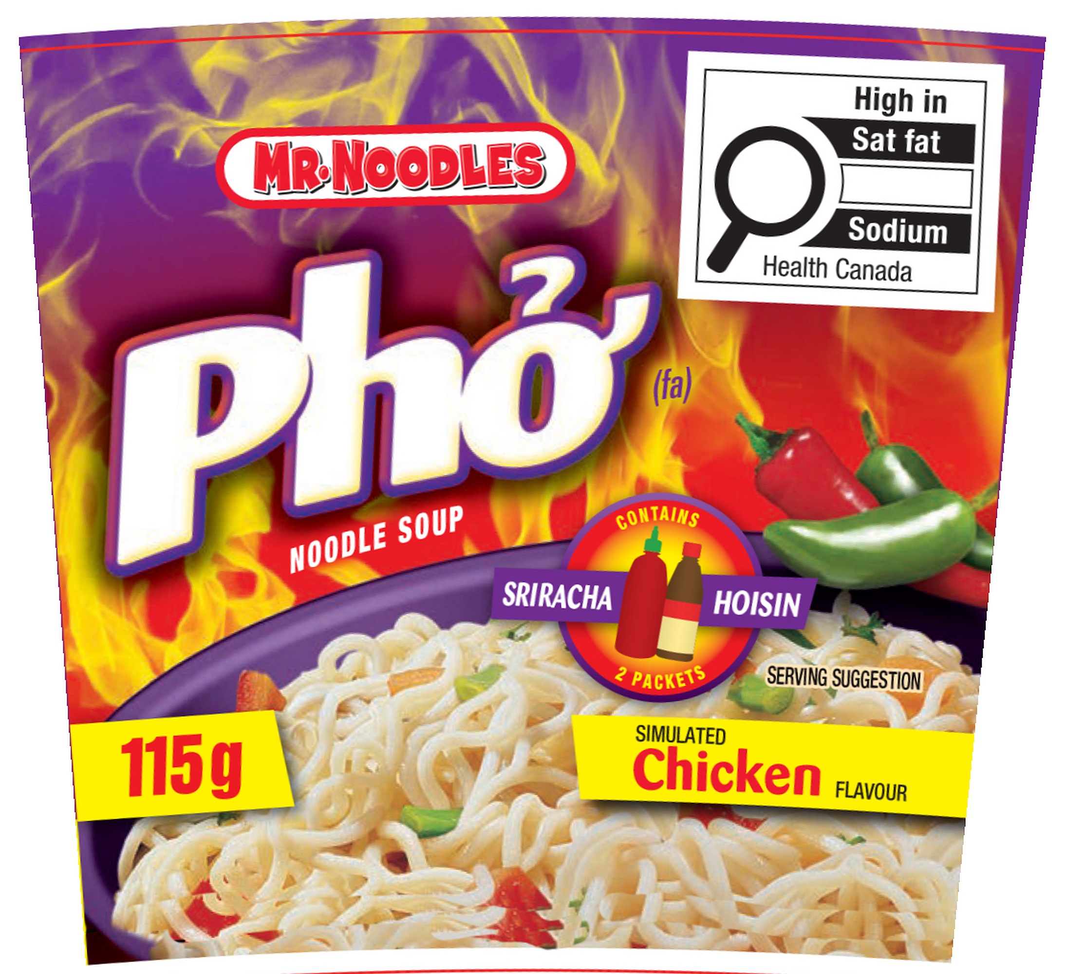 Nouilles à l’oriental à saveur de poulet Pho dans un bol de Mr. Noodles, 115 g, paquet de 12
