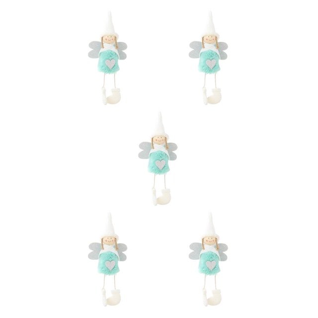 stanreset Christmas Plush Hanging Angel Hanging Toy Holiday Pendant Decoration blue 5Set