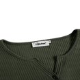 thumbnail image 4 of Women Spring T-Shirt Solid Color Ribbed Henley Neck Long Sleeve Slim-fitting Pullover for Girls Autumn, 4 of 6