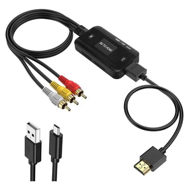 Adaptateur Convertisseur AV vers HDMI, Sortie 1080P, Composite RCA (Jaune/rouge/blanc) vers HDMI pour Téléviseur