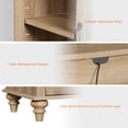 thumbnail image 4 of WAMPAT 2-in-1 Buffet Server Table, Accent Sideboard with Storage & Glass Door,Console Table for Kitchen, Dining Room, and Living Room, Oak, 4 of 8