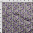 thumbnail image 4 of oneOone Tissu Polyester Spandex Violet Floral Rétro Projets de Couture Tissu Imprimé au Mètre 56 Pouces de Large, 4 of 5
