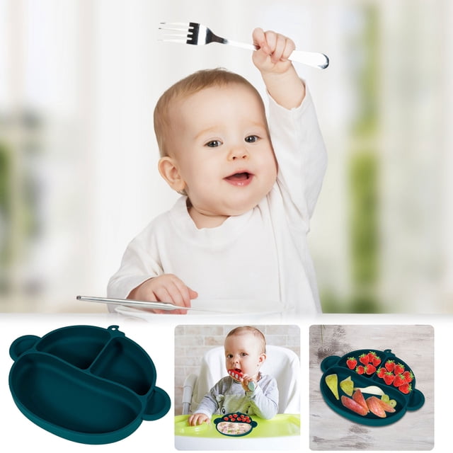 TIMIFIS Dinner Plate New Monkey Children'S, Non Slip Suction Cup, Integrated Baby Separated Food Grade Kitchen Appliances