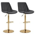thumbnail image 1 of CorLiving Arwen Set of 2 Faux Leather Upholstered Adjustable Height Gold Base Indoor Barstools, 1 of 7