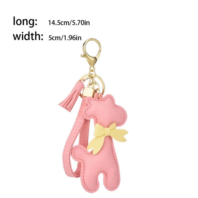 Baohd PU Key Chain Holder Cute Cartoon Home Door Keychain Portable Handbag Wallet Bag Hanging Decoration Pendant Keyring Woman Yellow