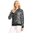thumbnail image 3 of Fashion Womens Sequin Long Sleeve Front Zip Jacket with Ribbed Cuffs, 3 of 5
