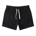 thumbnail image 1 of Men Solid Cotton Three-Point Pants Sports Elastic Mid-Waist Drawstring Workout Comfy Lace-Up Shorts（Black,2XL）, 1 of 6
