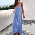 thumbnail image 4 of AherBiu Robes d'Été pour Femmes Sans Manches à Col en V Plongeant, Robes Maxi Fluides, Plage Bohème, Vacances, Longue Robe, 4 of 7