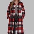 thumbnail image 1 of Women's Long Plaid Flannel Shirts Shacket Plus Size Long Sleeve Oversized Button Shirt Fall Spring Trench Coat with Pockets XL, 1 of 5