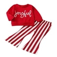 thumbnail image 1 of Kid Christmas Sets Long Sleeve  Neck Christmas Letters Shirt Bell-Bottoms Trousers, 1 of 6