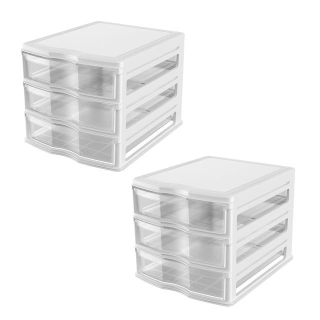 Life Story Organisateur d'Étagère Empilable à 3 Tiroirs, Tiroirs de Rangement (Lot de 2)