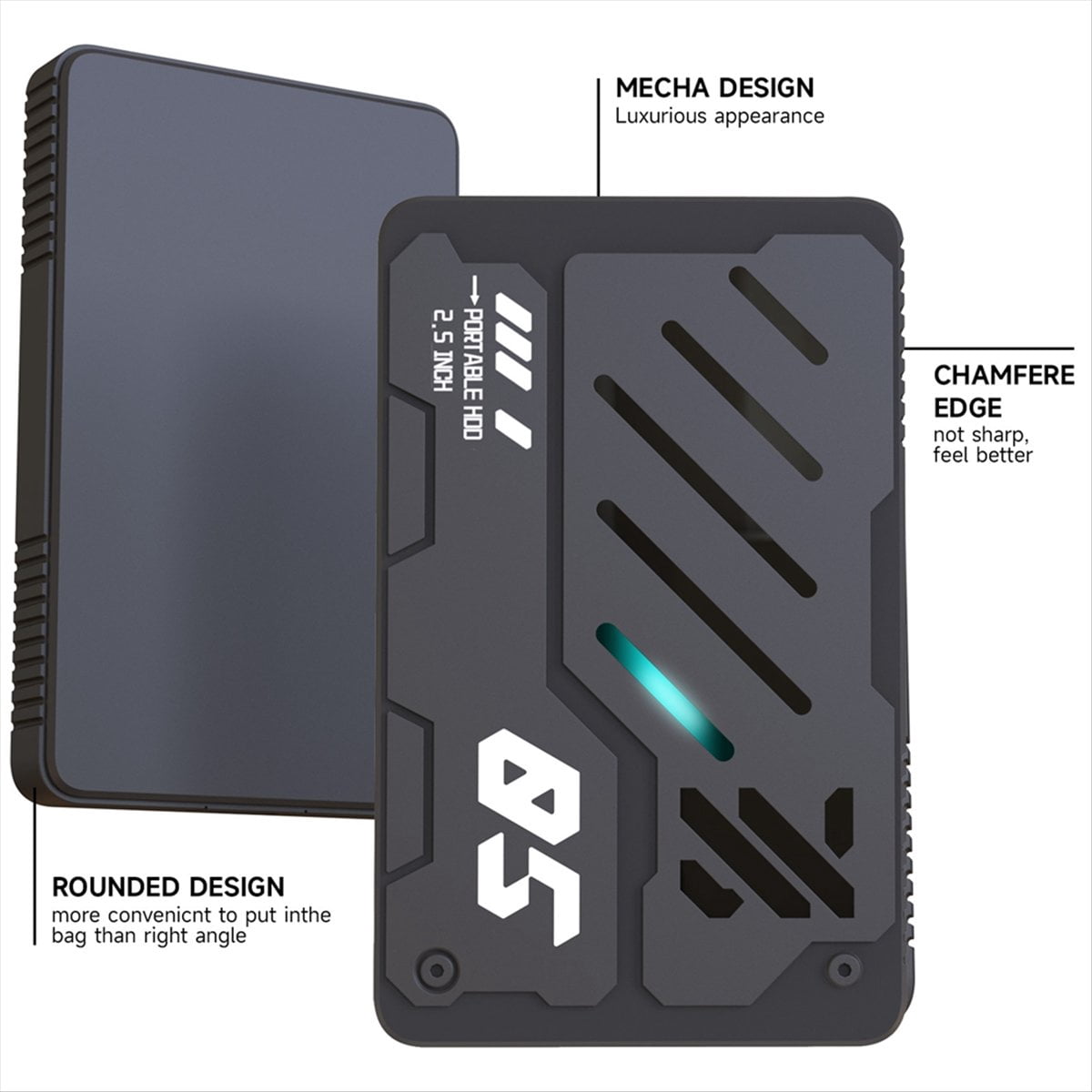 2.5-Inch Portable External USB3.0 HDD RGB Storage Disk Portable USB3.0 Hard Drive Expansion Storage for PC Laptop 1TB