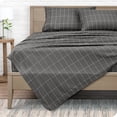 thumbnail image 1 of Bare Home Ultra-Soft Sheet Set - Premium 1800 Collection - Deep Pockets - 4-Pieces - King, Grid - Gray/White, 1 of 8