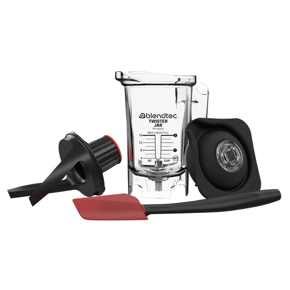 Blendtec 37 oz Twister Jar Commercial Grade Spectacula Spatula and Mini Gripper Lid - Replacement Blender Jar Set for Shakes Smoothies and Thick Blends - 16 oz Blending Capacity