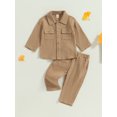 thumbnail image 2 of SUNSIOM 2Pcs Baby Boy Fall Outfits Long Sleeve Button Down Lapel Shirt + Pants Set Toddler Clothes, 2 of 9