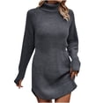 thumbnail image 1 of Yuyuzo Women Basic Sweater Dress Long Sleeve Turtleneck Ribble Knit Pullover Sweaters Mini Short Dresses, 1 of 6