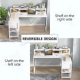 thumbnail image 5 of Tribesigns 55" L Shaped Desk with Drawer, Modern White Corner Computer Desk with Storage Shelves and Monitor Stand for Home Office, 5 of 5