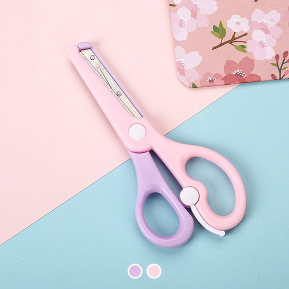 Birdeem Macaron Color Childrens Secure Scissors Toddler Paper-Cutting Stationery Scissors Cute Defend Elastic Plastic Scissors
