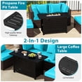 thumbnail image 4 of Gymax Ensemble de 5 Meubles de Patio Cadre Robuste Ensemble de Canapé en Rotin avec Table Foyer 60000 BTU Turquoise, 4 of 7