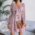 thumbnail image 4 of CEHVOM Robe Plissée en Chiffon Aguichant à Col en V pour Femmes Automne et Hiver, 4 of 4