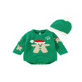thumbnail image 1 of Infant Baby 2PCS Christmas Outfits  Long Sleeve  Neck Knit Romper + Beanie Hat Set, 1 of 9